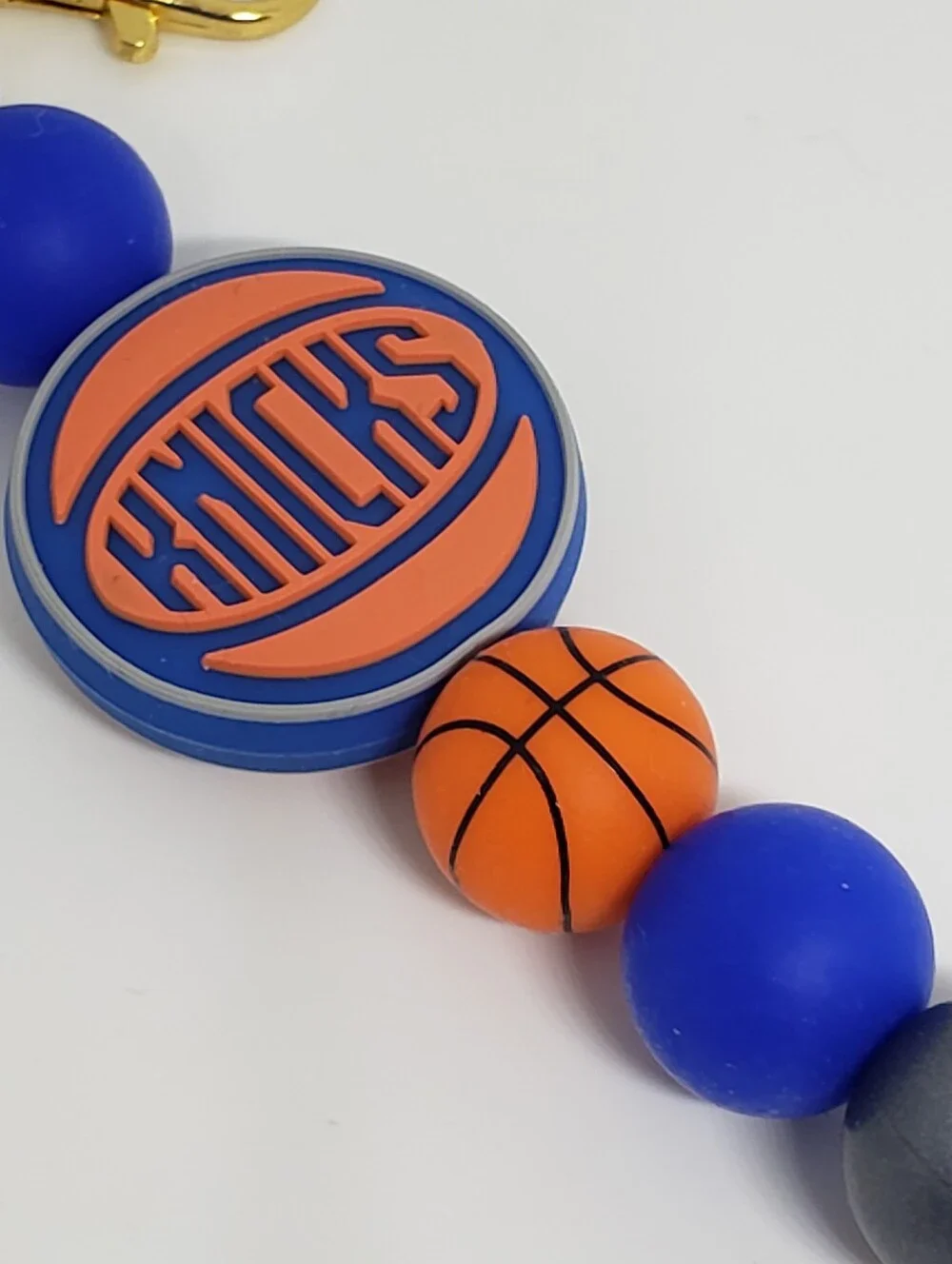 Handmade Silicone Focal Beaded New York Knicks Keychain